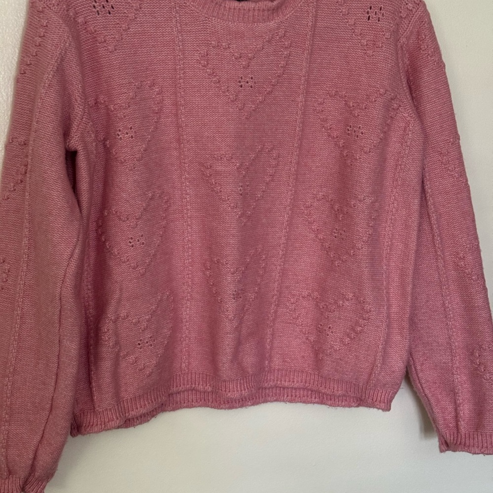 Cynthia Rowley Pink Heart Knit Sweater
